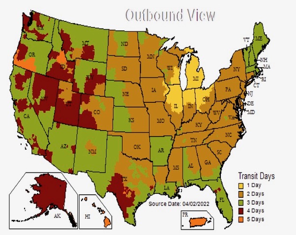 UPS Shipping Map